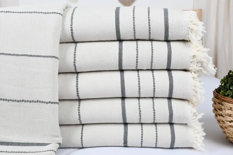 100x80 Cotton Striped Towel, Organic Throw, Bachelorette Party Favors, Monogram Beach Blanket, Personalised Gift, Boho Throw Blankets, Throw Blanket - 1