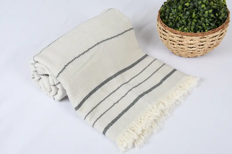 100x80 Cotton Striped Towel, Organic Throw, Bachelorette Party Favors, Monogram Beach Blanket, Personalised Gift, Boho Throw Blankets, Throw Blanket - 4