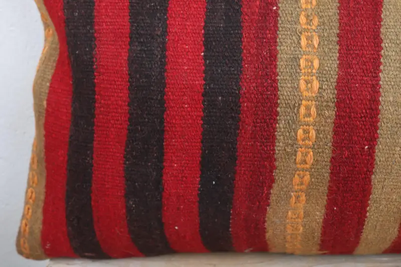 Turkish Kilim Pillow, Turkish Pillow, Cushion, Neutral Throw Pillow Sham, 16x36 Red Pillow Sham, Colorful Pillow Case, Vintage Kilim Throw Pillow - 3