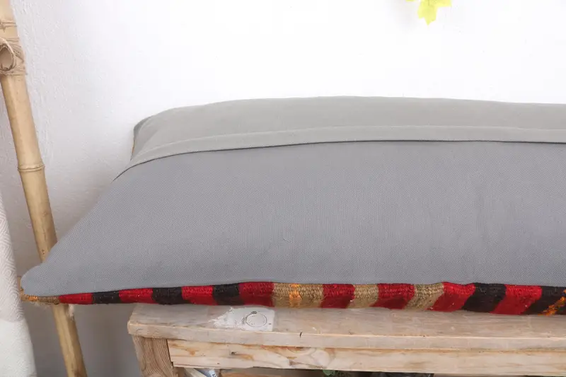 Turkish Kilim Pillow, Turkish Pillow, Cushion, Neutral Throw Pillow Sham, 16x36 Red Pillow Sham, Colorful Pillow Case, Vintage Kilim Throw Pillow - 7