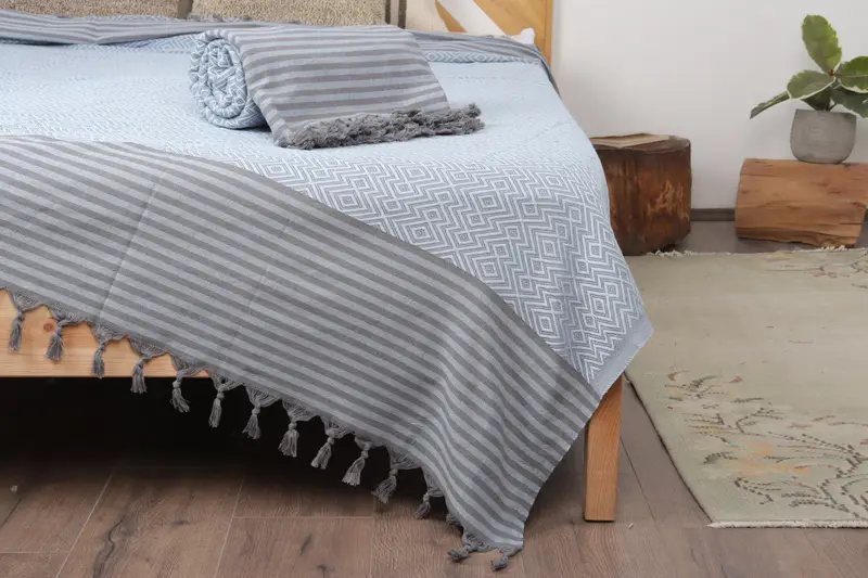 Decorative Bedspread, Throw Blanket, Custom Wedding Gifts, 104x80 Cotton Diamond Towel, Turkish Beach Blanket, Custom Blanket, Bedspread Quenn - 1
