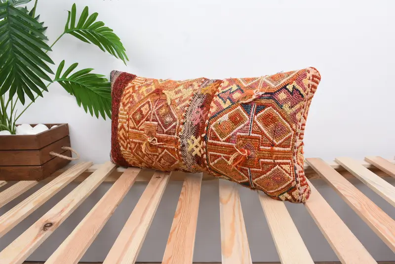 12x24 Red Pillow Cover, Pillow for Sofa, Ethnic Cushion Case, Ottoman Pillow Sham, Throw Kilim Pillow, Boho Pillow, Pillow, Authentic Cushion - 5