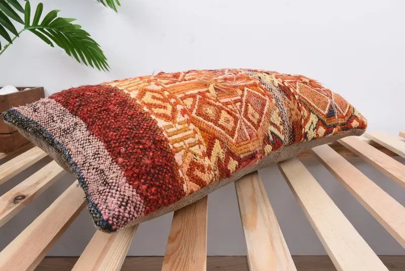 12x24 Red Pillow Cover, Pillow for Sofa, Ethnic Cushion Case, Ottoman Pillow Sham, Throw Kilim Pillow, Boho Pillow, Pillow, Authentic Cushion - 6