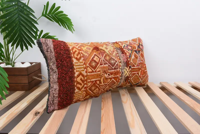 12x24 Red Pillow Cover, Pillow for Sofa, Ethnic Cushion Case, Ottoman Pillow Sham, Throw Kilim Pillow, Boho Pillow, Pillow, Authentic Cushion - 4