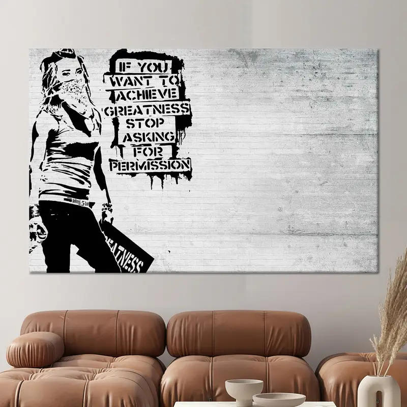 エレガントなバンクシー女性グラフィティ プリント キャンバス - 現代アート