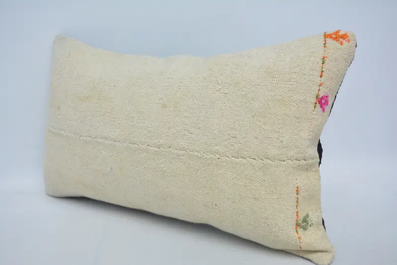 Office Chair Cushion Case, Kilim Pillow, 12x20 Beige Pillow Sham, Throw Kilim Pillow, Handmade Kilim Cushion, Pillow Cover - 4