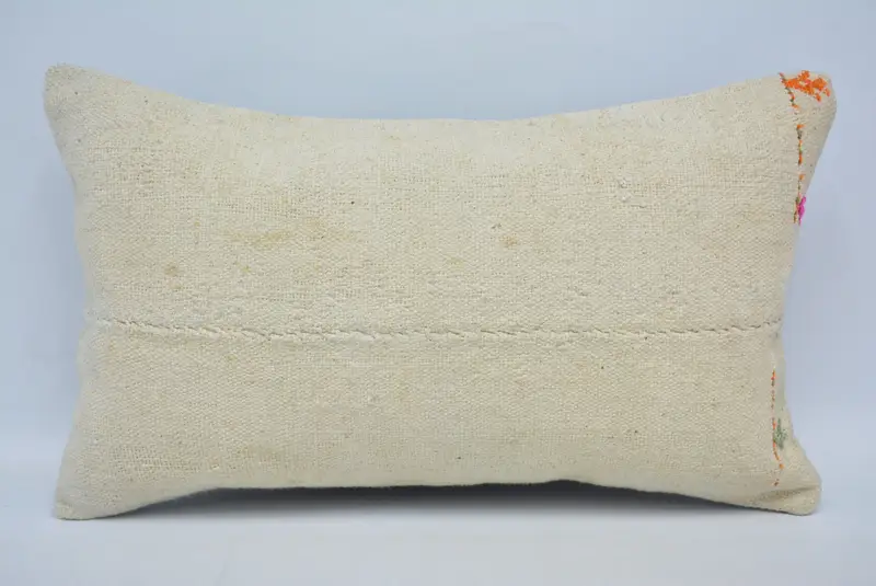 Office Chair Cushion Case, Kilim Pillow, 12x20 Beige Pillow Sham, Throw Kilim Pillow, Handmade Kilim Cushion, Pillow Cover - 1