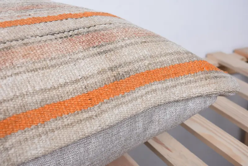 Sofa Bolster Cushion Case, Floor Pillow Case, Turkish Pillow, Kilim Pillow Cover, 20x28 Orange Pillow Sham, Vintage Kilim Pillow, Cushion Case - 7