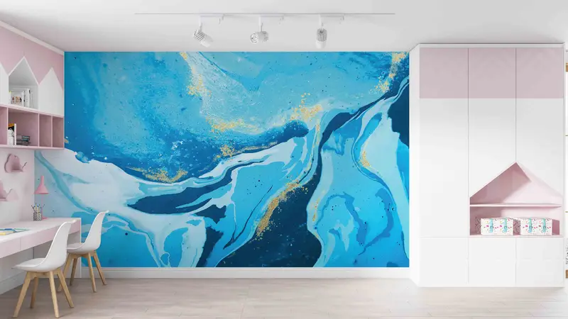 Blue Marble Wall Art, Alcohol Ink Wall Painting, Blue Tones Marble Artwork Wall Painting, Modern Marble Digital Paper, Accent Wall, - 6