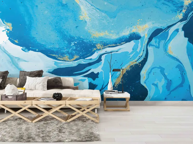 Blue Marble Wall Art, Alcohol Ink Wall Painting, Blue Tones Marble Artwork Wall Painting, Modern Marble Digital Paper, Accent Wall, - 9