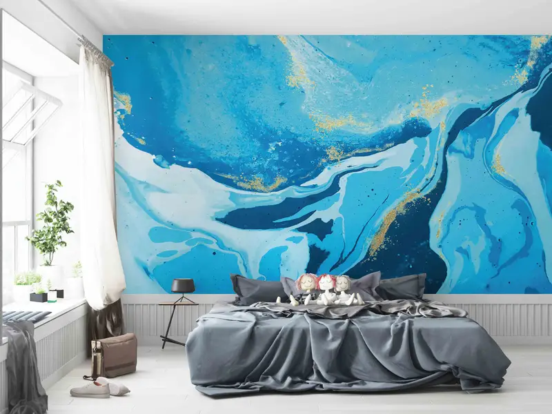 Blue Marble Wall Art, Alcohol Ink Wall Painting, Blue Tones Marble Artwork Wall Painting, Modern Marble Digital Paper, Accent Wall, - 10