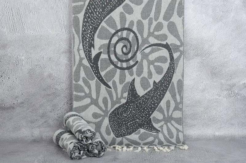 Hängendes Küchenhandtuch, marineblaues Fisch-Design, 96,5 x 45,7 cm