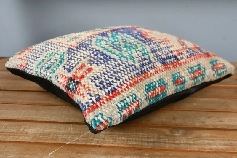 12x12 Blue Cushion, Home Decor Pillow, Pillow Sham, Ethnic Throw Cushion Case, Kilim Cushion Sham, Pillow for Couch, Living Room Throw Cushion Cover - 3