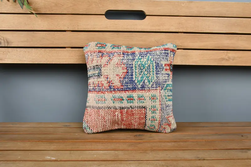 12x12 Blue Cushion, Home Decor Pillow, Pillow Sham, Ethnic Throw Cushion Case, Kilim Cushion Sham, Pillow for Couch, Living Room Throw Cushion Cover - 6