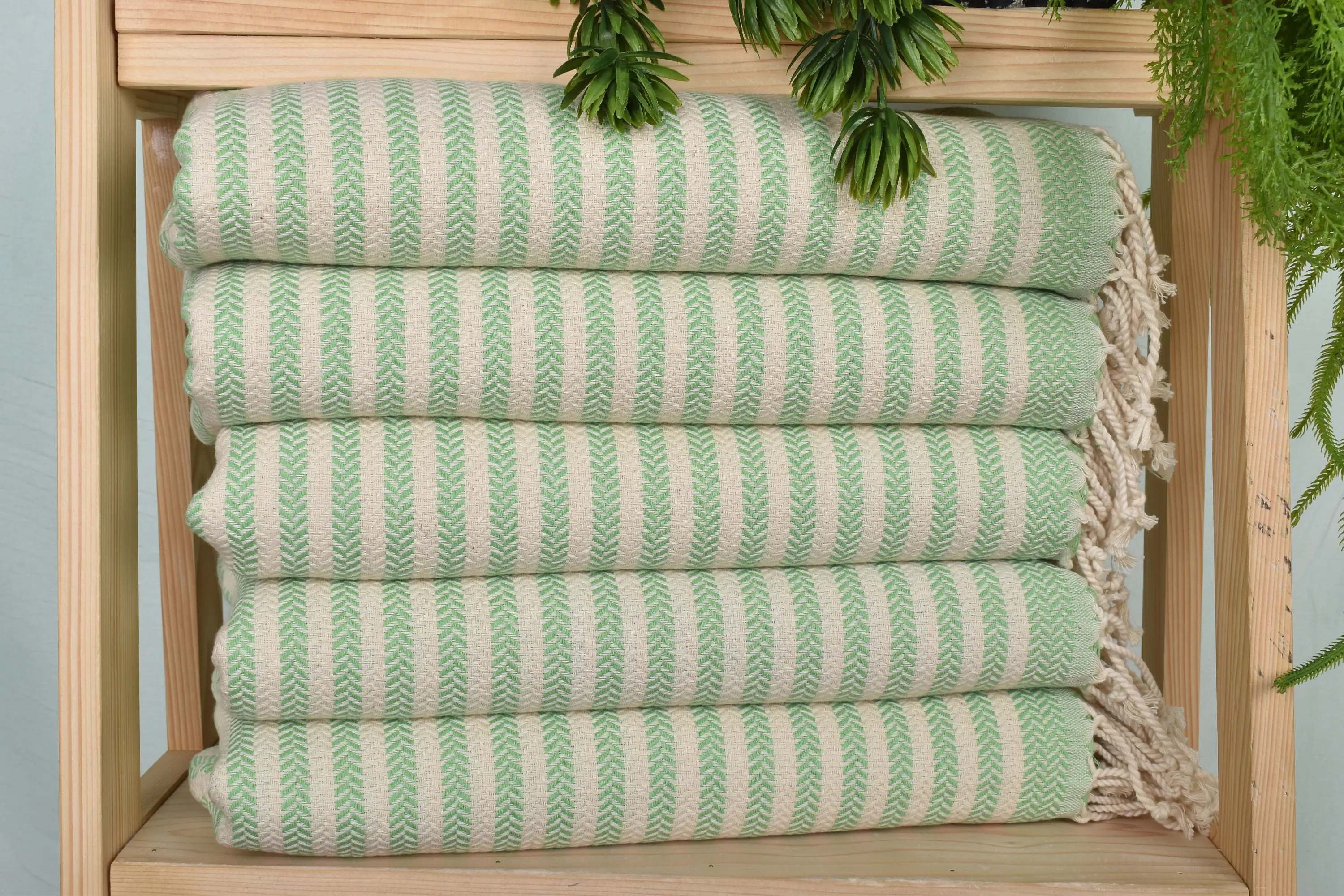 Personalized Hand Towel, Monogrammed Chevron Pistachio Green Cotton, 18x40 Inches - 1