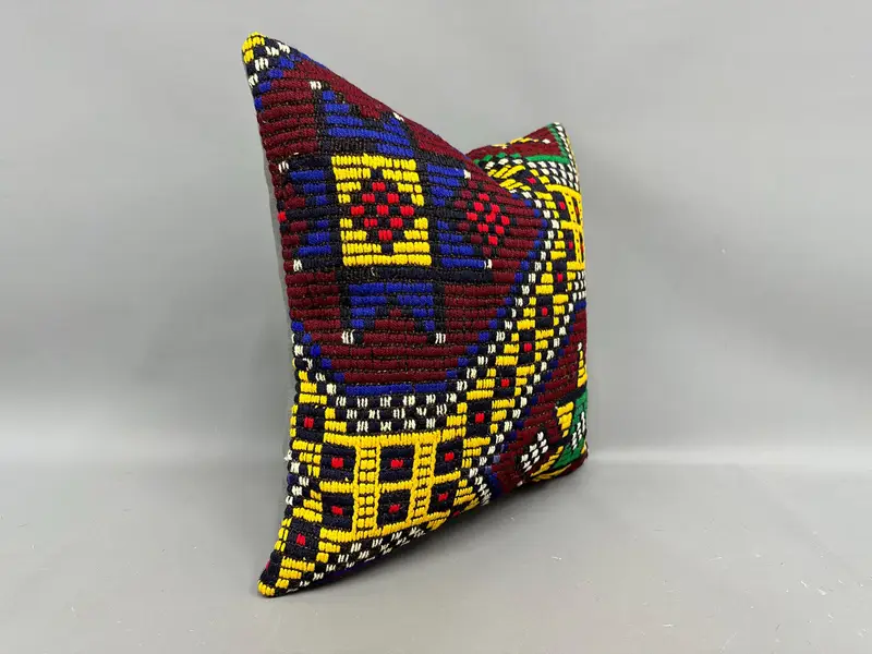 18x18 Yellow Cushion Case, Antique Pillows, Gift Pillow, Pillow Cover, Boho Pillow Sham Cover, Luxury Cushion Case, Ottoman Pillow Sham - 2