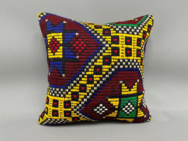 18x18 Yellow Cushion Case, Antique Pillows, Gift Pillow, Pillow Cover, Boho Pillow Sham Cover, Luxury Cushion Case, Ottoman Pillow Sham - 4