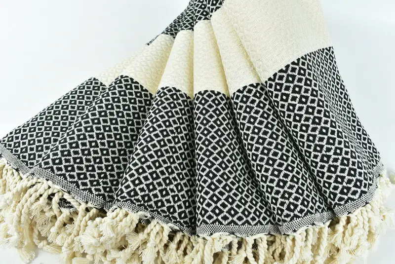 70x40 Cotton Diamond Towel, Gift For Bride, Travel Towel, Summer Gift, Organic Turkish towel, Girls Weekend Getaways Ideas, Turkish Towel Beach - 4