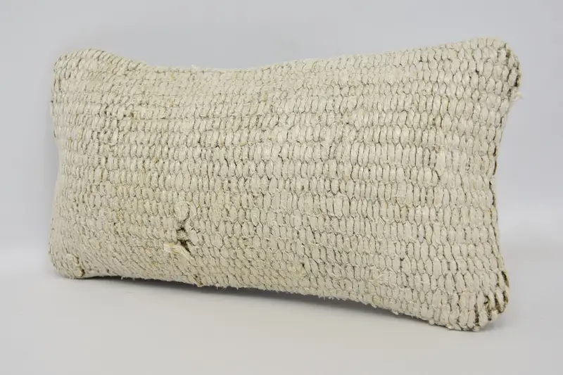 Crochet Pattern Pillow Case, 8x16 Beige Pillow, Boho Pillow Sham Cover, Pillow Sham, Floor Cushion Cover, Kilim Cushion Sham, Antique Pillows - 4
