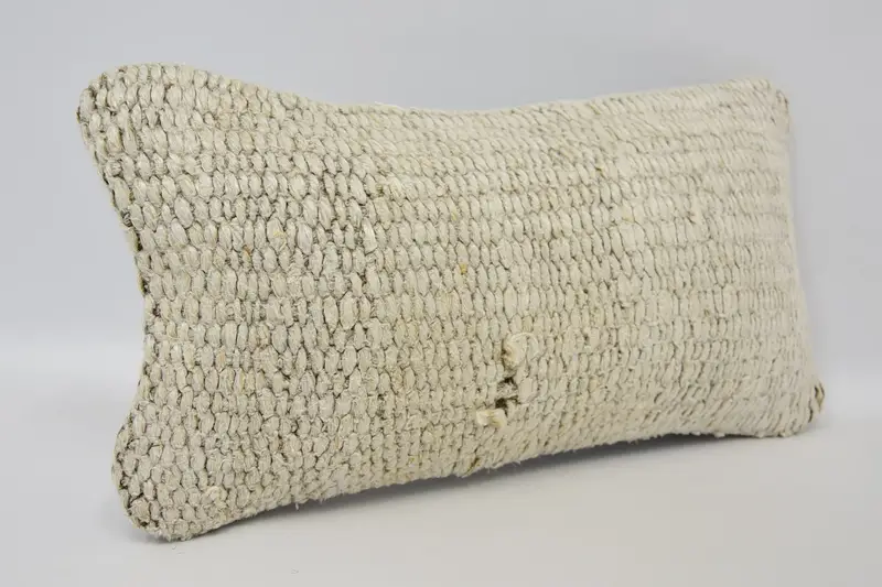 Crochet Pattern Pillow Case, 8x16 Beige Pillow, Boho Pillow Sham Cover, Pillow Sham, Floor Cushion Cover, Kilim Cushion Sham, Antique Pillows - 3