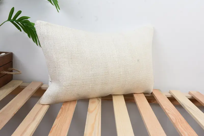 Boho Pillow, 12x20 White Pillow Sham, Home Decor Pillow, Shabby Chic Pillow, Handmade Kilim Cushion, Accent Throw Pillow Cover, Cushion Case - 4