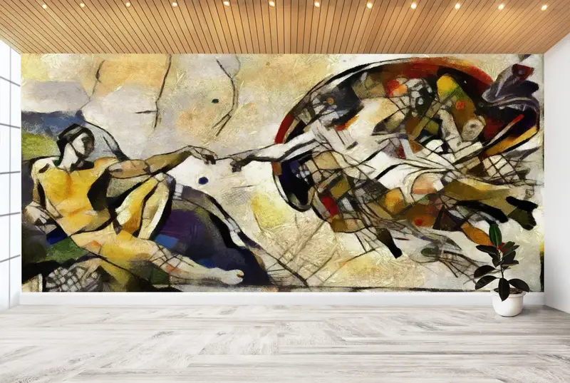 God's Hand Wall Painting, , 3d Wall Paper, Adam Wall Print, Modern Wall Paper, Paper Wall Art, Oil Painting Print, Abstract Wall Painting, - 1