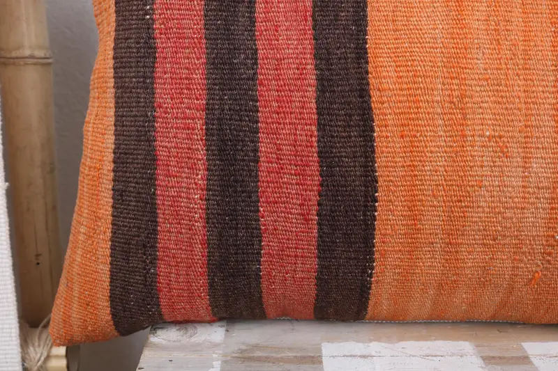 Shabby Chic Cushion Case, Oriental Pillow Case, 12x36 Orange Cushion Cover, Vintage Pillow, Vintage Kilim Throw Pillow, Pillow, Vintage Kilim Pillow - 3