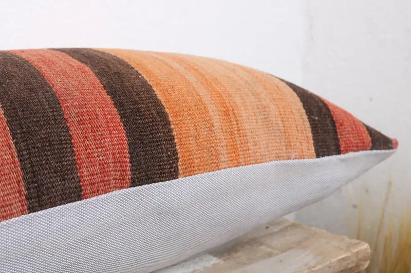 Shabby Chic Cushion Case, Oriental Pillow Case, 12x36 Orange Cushion Cover, Vintage Pillow, Vintage Kilim Throw Pillow, Pillow, Vintage Kilim Pillow - 6