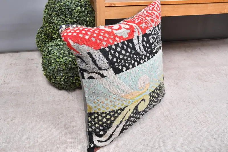 20x20 Green Cushion, Pillow Sham, Knitted Cushion Cover, Kilim Pillow Cover, Kilim Pillow, Southwestern Cushion, Gift Pillow - 7