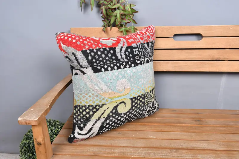 20x20 Green Cushion, Pillow Sham, Knitted Cushion Cover, Kilim Pillow Cover, Kilim Pillow, Southwestern Cushion, Gift Pillow - 1