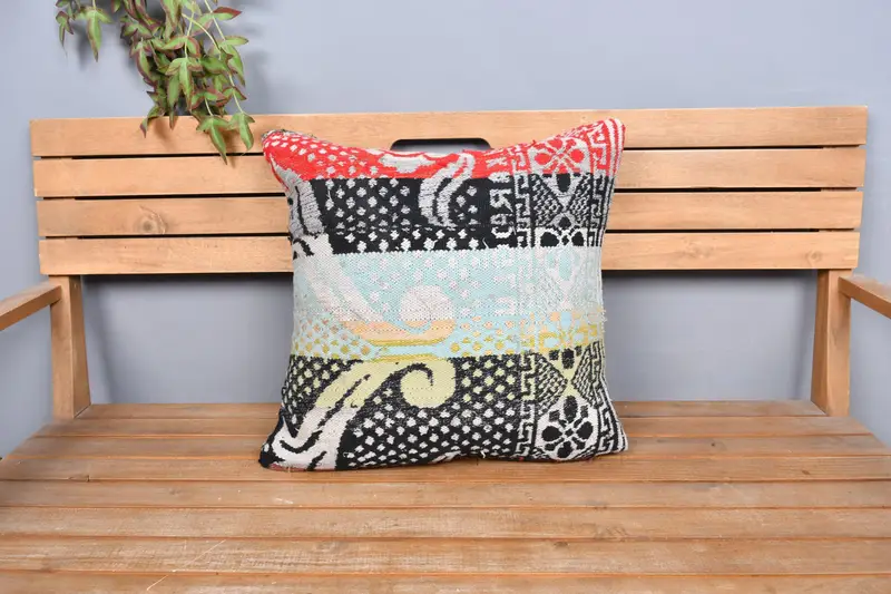 20x20 Green Cushion, Pillow Sham, Knitted Cushion Cover, Kilim Pillow Cover, Kilim Pillow, Southwestern Cushion, Gift Pillow - 6