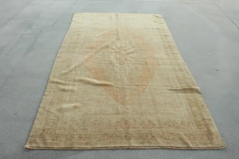 Vintage Türk Büyük Halı 4.8x8.9 ft, Kahverengi Bej Fas Halısı - 1