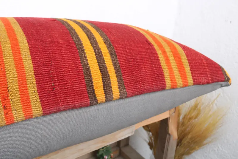 Pillow for Couch, Shabby Chic Pillow Cover, Pillow Cover, Art Deco Cushion Case, Home Decor Pillow, Kilim Pillow, 16x36 Red Pillow Sham - 6