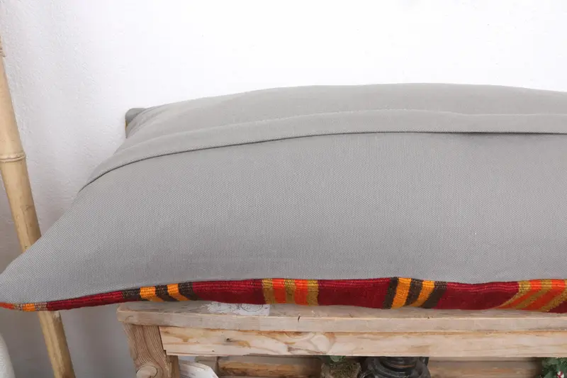 Pillow for Couch, Shabby Chic Pillow Cover, Pillow Cover, Art Deco Cushion Case, Home Decor Pillow, Kilim Pillow, 16x36 Red Pillow Sham - 7