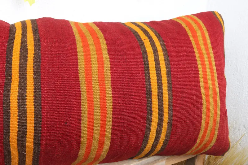 Pillow for Couch, Shabby Chic Pillow Cover, Pillow Cover, Art Deco Cushion Case, Home Decor Pillow, Kilim Pillow, 16x36 Red Pillow Sham - 5