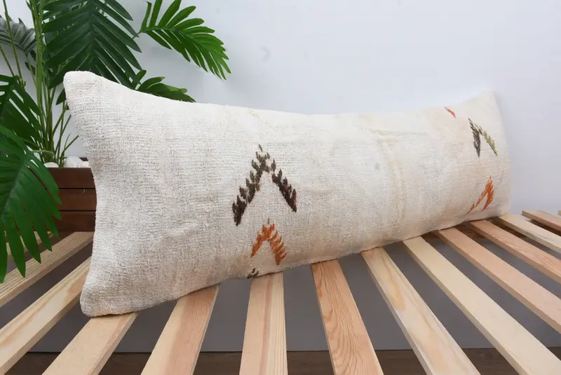 Authentic Pillow Case, Kilim Cushion Sham, Pillow Cover, Bohemian Cushion Pillow, 12x36 White Cushion Cover, Boho Pillow, Boho Pillow Sham Cover - 4