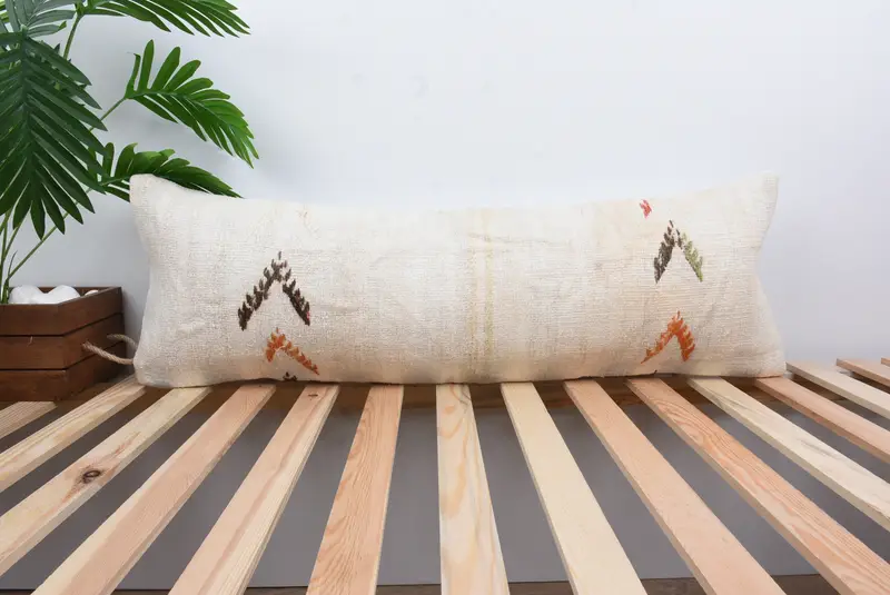 Authentic Pillow Case, Kilim Cushion Sham, Pillow Cover, Bohemian Cushion Pillow, 12x36 White Cushion Cover, Boho Pillow, Boho Pillow Sham Cover - 1