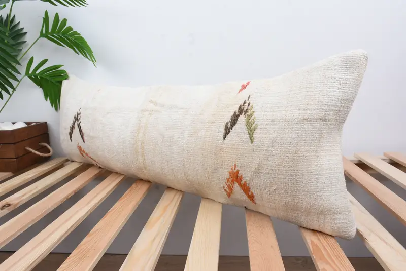 Authentic Pillow Case, Kilim Cushion Sham, Pillow Cover, Bohemian Cushion Pillow, 12x36 White Cushion Cover, Boho Pillow, Boho Pillow Sham Cover - 5