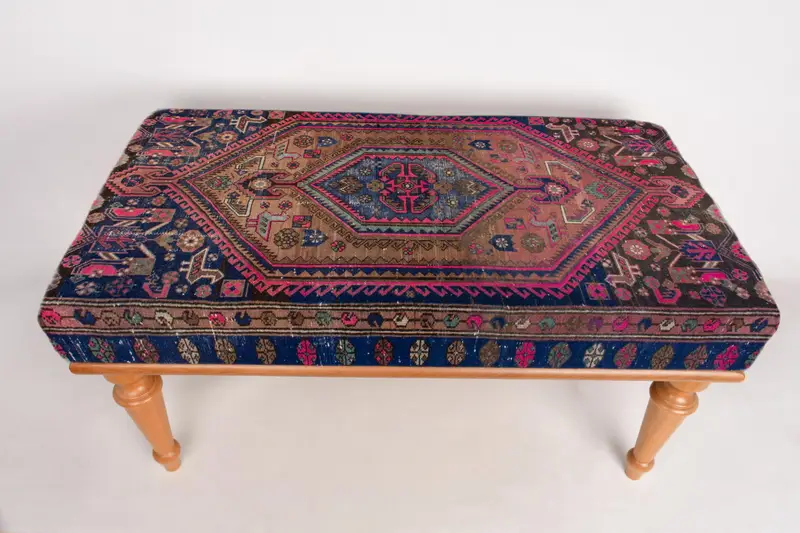 Modular Kilim-Inspired Ottoman, Pink & Brown Wool Blend Sofa Set