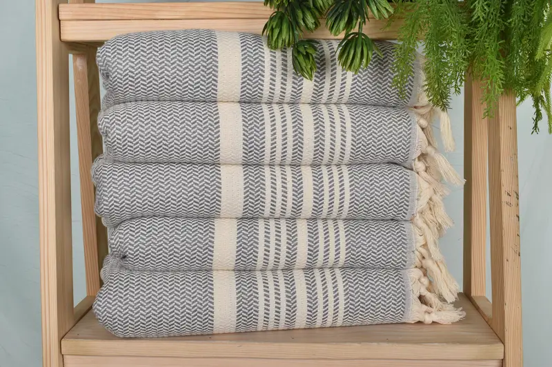 40x18 Cotton Striped Towel, Bathroom Towels, Gift For The Home Decor, Small Bath Towels, Bathroom Hand Towel, Turkish Tea Towel, Embroidery Towel - 1