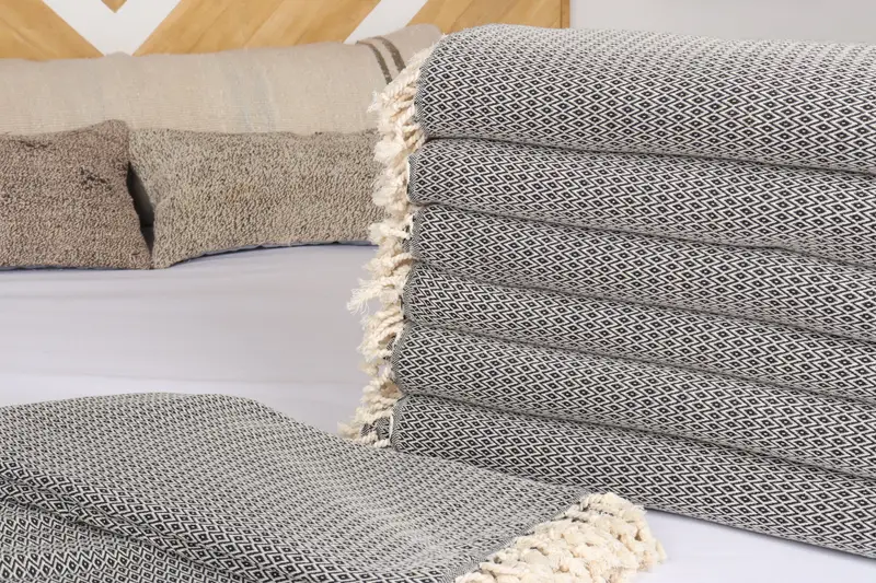 96x80 Cotton Diamond Towel, Turkish Bedspread, Decorative Blanket, Turkish Blanket, Christmas Tablecloth, Bedspread Quenn, Bachelorette Gifts - 3