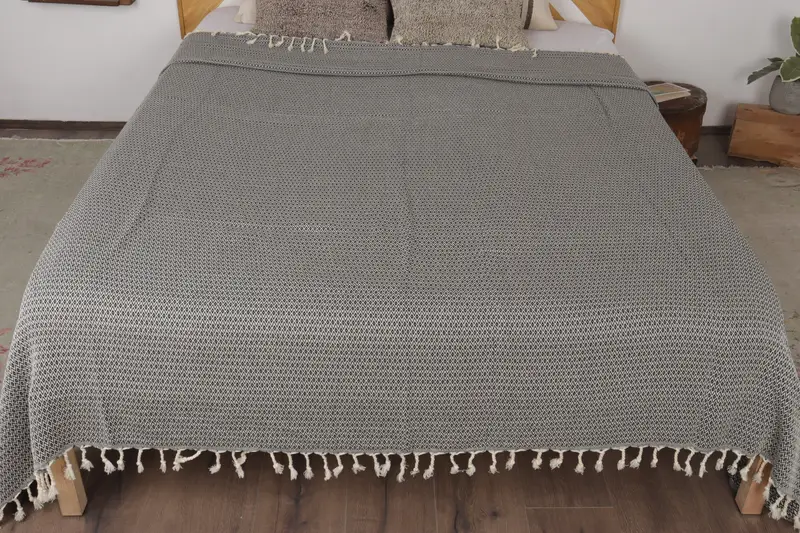 96x80 Cotton Diamond Towel, Turkish Bedspread, Decorative Blanket, Turkish Blanket, Christmas Tablecloth, Bedspread Quenn, Bachelorette Gifts - 8