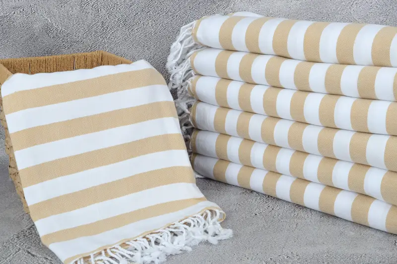 68x36 Cotton Striped Towel, Soft organic Turkish peshtemal for luxury spa use, Peshtemal Towel, Thin towel, Absorbent Turkish towel, Spa Gift - 3