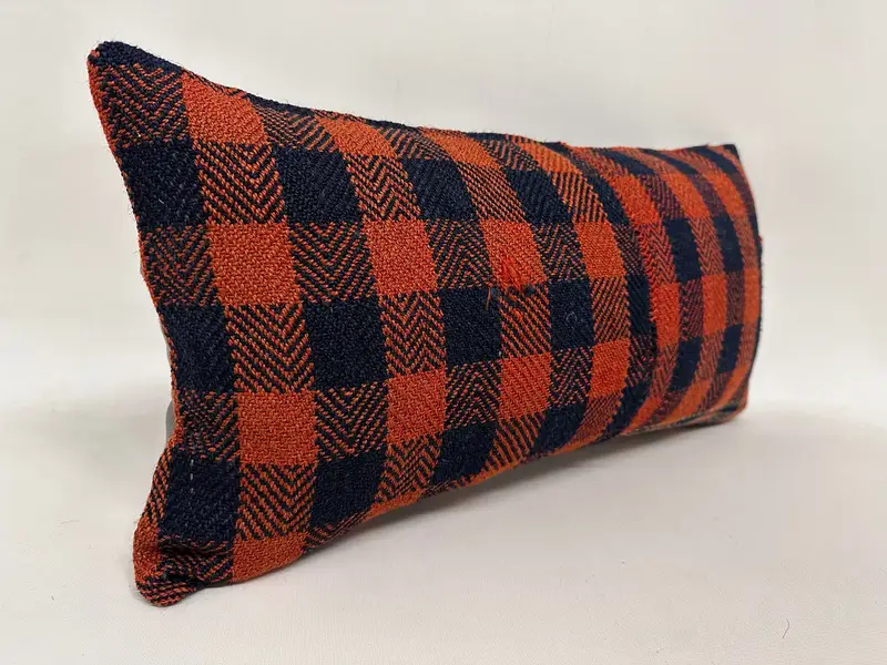 Vintage Kilim Pillow, 12x24 Orange Cushion, Ethnical Kilim Rug Pillow, Pillow Cover, Colorful Pillow Cover, Pillow for Couch - 4