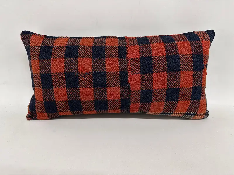 Vintage Kilim Pillow, 12x24 Orange Cushion, Ethnical Kilim Rug Pillow, Pillow Cover, Colorful Pillow Cover, Pillow for Couch - 1