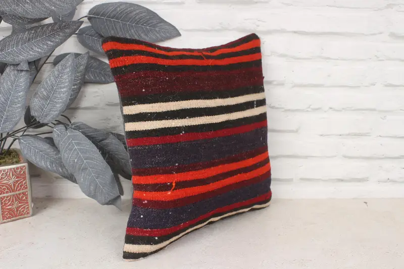 Turkish Pillow, 14x14 Red Pillow Sham, Bright Cushion Cover, Decorative Cushion, Boho Pillow Sham Cover, Pillow, Chair Pillow Case, Vintage Pillow - 3