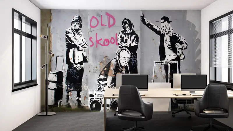 Iconic Banksy Old Skool Grannies, Banksy Old Skool Wall Painting, Abstract Graffiti Wall Art, Graffiti Wall Mural, Street Wall Paper, - 8