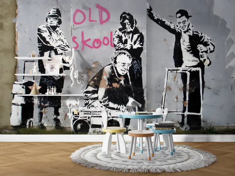 Iconic Banksy Old Skool Grannies, Banksy Old Skool Wall Painting, Abstract Graffiti Wall Art, Graffiti Wall Mural, Street Wall Paper, - 3