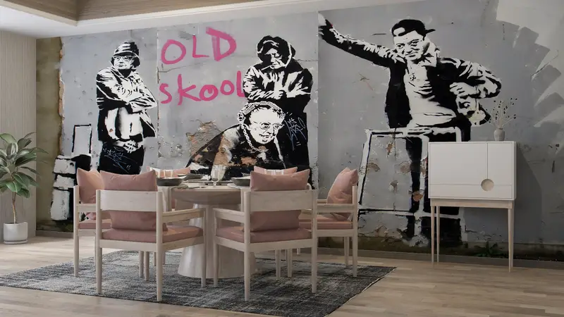 Iconic Banksy Old Skool Grannies, Banksy Old Skool Wall Painting, Abstract Graffiti Wall Art, Graffiti Wall Mural, Street Wall Paper, - 4