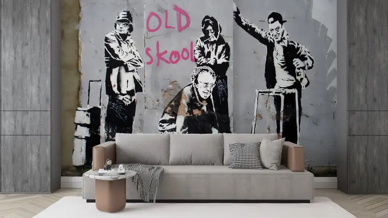 Iconic Banksy Old Skool Grannies, Banksy Old Skool Wall Painting, Abstract Graffiti Wall Art, Graffiti Wall Mural, Street Wall Paper, - 6